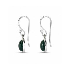 925 Sterling Silver Malachite Round Gemstone Drop Earrings