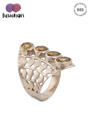 925 Sterling Silver Multi Citrine Gemstone Designer Ring