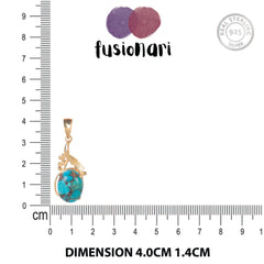 925 Sterling Silver Gold Plated Turquoise Pendant with 18" Chain for Women, Handcrafted Gemstone Jewelry