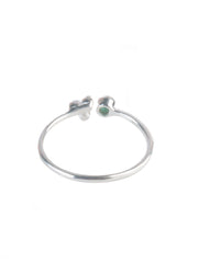 925 Sterling Silver Emerald Ring for Women Handmade Gemstone Ring Adjustable Statement Jewelry Birthday Gift
