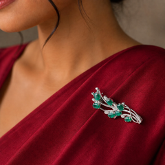 925 Sterling Silver Green Onyx Brooch for Women | Gemstone Brooch | Handmade Silver Jewelry | Elegant Daily Wear Gift