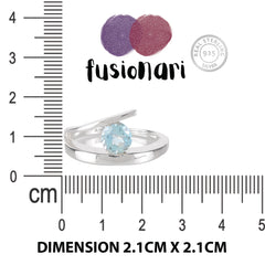Fusionari 925 Sterling Silver Blue Topaz Ring for Women | Handmade Minimalist Jewelry | Unique Healing Crystal Design | One Piece