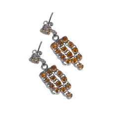 Fusionari 925 Sterling Silver Citrine Earrings for Women | Yellow Gemstone Jewelry | Elegant Minimal Style