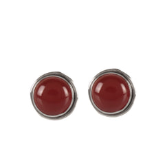 Fusionari 925 Sterling Silver Carnelian Eartops for Women | Orange Gemstone Jewelry | Handcrafted Gift