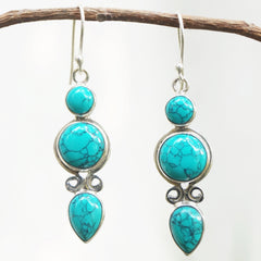 Amrapali Turquoise Silver Drop Earrings