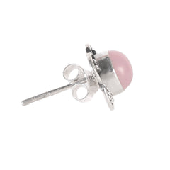 925 Sterling Silver Pink Chalcedony Eartops for Women | Natural Gemstone Jewelry | Elegant Gift