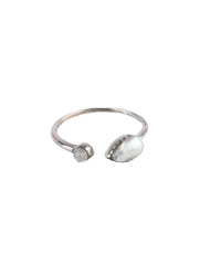 925 Sterling Silver Pearl Ring for Women Handmade Gemstone Ring Adjustable Statement Jewelry Birthday Gift