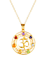925 Sterling Silver Gold Plated  OM Chakra Pendant for Women | Gemstone Pendant | Handmade Jewelry | Elegant Daily Wear Gift