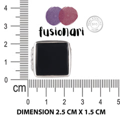 Fusionari 925 Sterling Silver Black Onyx Ring for Women | Handmade Minimalist Jewelry | Unique Protective Stone Design | One Piece