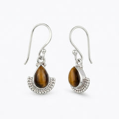 925 Sterling Silver Tiger Eye Earrings for Women |  Gemstone Stud Earrings | Handmade Protection Stone Jewelry