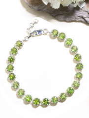 925 Sterling Silver Peridot Bracelet for Women Handmade Gemstone Bracelet Elegant Jewelry Gift for Her