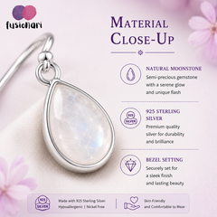 925 Moonstone Sterling Silver Earrings | HandCrafted Jewellery