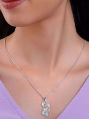 925 Sterling Silver Blue Topaz Pendant  Handmade Gemstone Necklace for Women Elegant Jewelry Gift
