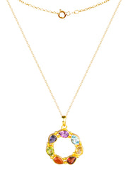 925 Sterling Silver Gold Plated Chakra Pendant for Women | Gemstone Pendant | Handmade Jewelry | Elegant Daily Wear Gift
