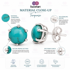 925 Silver Turquoise Gemstone Sterling Silver Eartops  Elegant Design