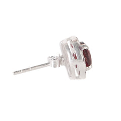 925 Sterling Silver Garnet Eartops for Women | Elegant Gemstone Jewelry | Handcrafted Gift