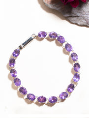 925 Sterling Silver Amethyst Bracelet for Women Handmade Gemstone Bracelet Elegant Jewelry Gift for Her