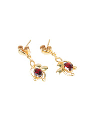 925 Sterling Silver Gold Plated Garnet Earrings for Women | Gemstone Earrings | Handmade Jewelry | Elegant Daily Wear Gift