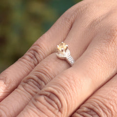 925 Sterling Silver Citrine Ring for Women | Authentic Silver Jewelry | Handcrafted Elegant Gift