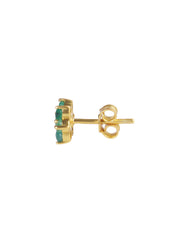 925 Sterling Silver Gold Plated Emerald Stud Earrings for Women | Gemstone Stud Eartop | Handmade Jewelry | Elegant Daily Wear Gift