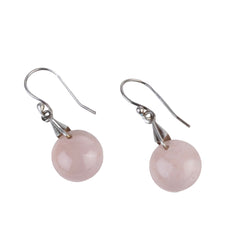 Fusionari 925 Sterling Silver Rose Quartz Earrings for Women | Healing Crystal Earrings | Elegant Everyday Jewelry