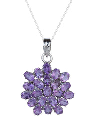 925 Sterling Silver Amethyst Pendant Handmade Gemstone Necklace for Women Elegant Jewelry Gift