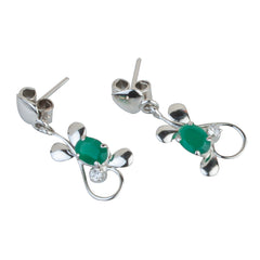 Fusionari 925 Sterling Silver Green Onyx Earrings for Women | Elegant Gemstone Jewelry for Office & Party Wear