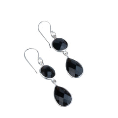 925 Sterling Silver Black Onyx Earrings for Women | Gemstone Stud Earrings | Handmade Daily Wear Silver Jewelry Gift