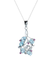 925 Sterling Silver Blue Topaz Pendant  Handmade Gemstone Necklace for Women Elegant Jewelry Gift