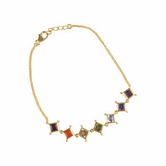 925 Sterling Silver Gold Plated Chakra Bracelet for Women | Gemstone Bracelet | Handmade Jewelry | Elegant Daily Wear Gift