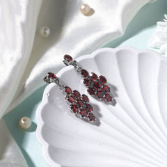 Dalim – Garnet Cluster Drop Earrings