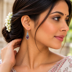 Dhriti Garnet Silver Earrings