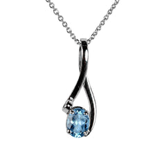 925 Silver Handmade Blue Topaz Oval Faceted Gemstone Pendant