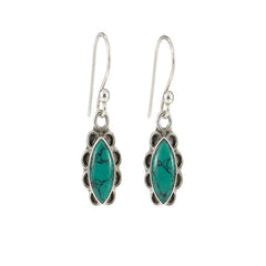 925 Sterling Silver Turquoise Firoza Stone Drop Earrings