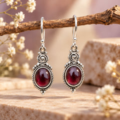 Dhriti Garnet Silver Earrings