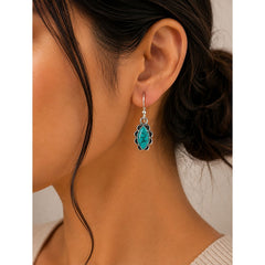 925 Sterling Silver Turquoise Firoza Stone Drop Earrings