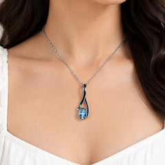 925 Silver Handmade Blue Topaz Oval Faceted Gemstone Pendant