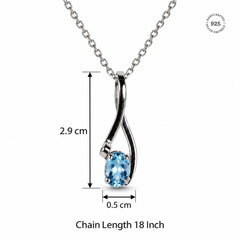 925 Silver Handmade Blue Topaz Oval Faceted Gemstone Pendant