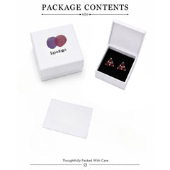 925 silver 3 tiny round stone faceted garnet eartops handmade in prongs setting with push closure