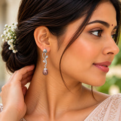 Brown Shell Pearl Silver Earring