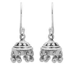 925 silver jhumki handmade oxidised with ball earwire & hanging balls
