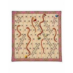 "SNAKES & LADDER" 1–100 Number Game with Cotton Fabric Board, Wooden Counters, Dice