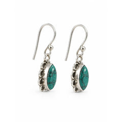 925 Sterling Silver Turquoise Firoza Stone Drop Earrings