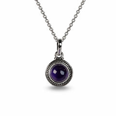 925 Silver Handmade Amethyst Round Pendant