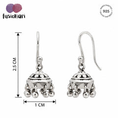 925 silver jhumki handmade oxidised with ball earwire & hanging balls