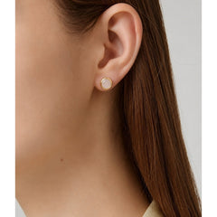 925 Sterling Silver Gold Plated Moonstone Stud Earrings for Women & Girls | Round Gemstone