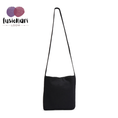 Handmade Floral Crossbody Black Bag made from Dupion & cotton Duck Fabric with Embroidery For Women & Girls