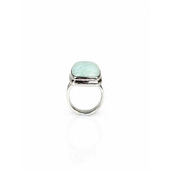 925 Silver Ring Amazonite Square Cabochon Bezel Setting