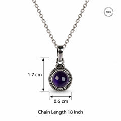 925 Silver Handmade Amethyst Round Pendant