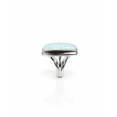 925 Silver Ring Amazonite Square Cabochon Bezel Setting